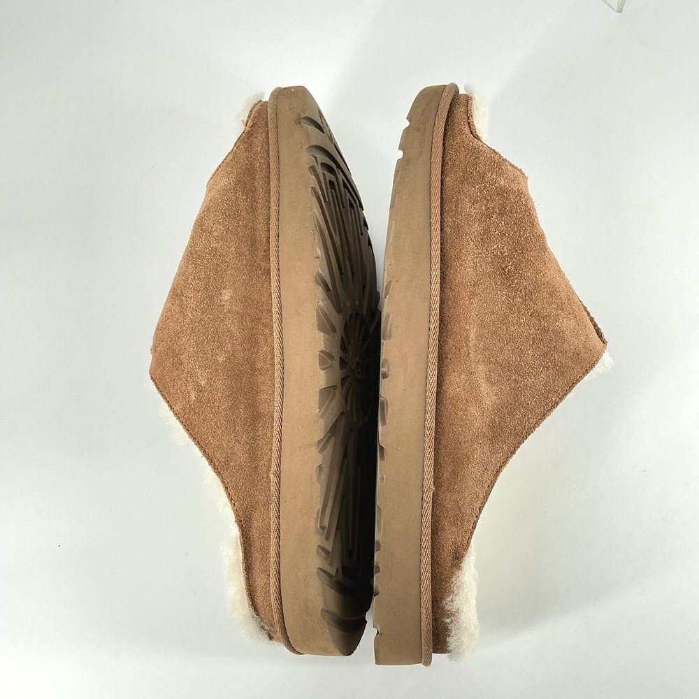UGG Womens Size 11 Open Toe Chestnut Suede Sheepskin Slides Greenport Slippers - Picture 9 of 11